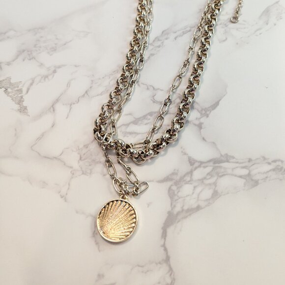 J.Crew Factory Gold Mixed Chain Pendant Layering Necklace - Picture 4 of 7